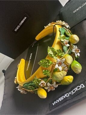 Dolce & Gabbana Sicily Lemon Embellished Headband Tiara NWT Full Set Runway